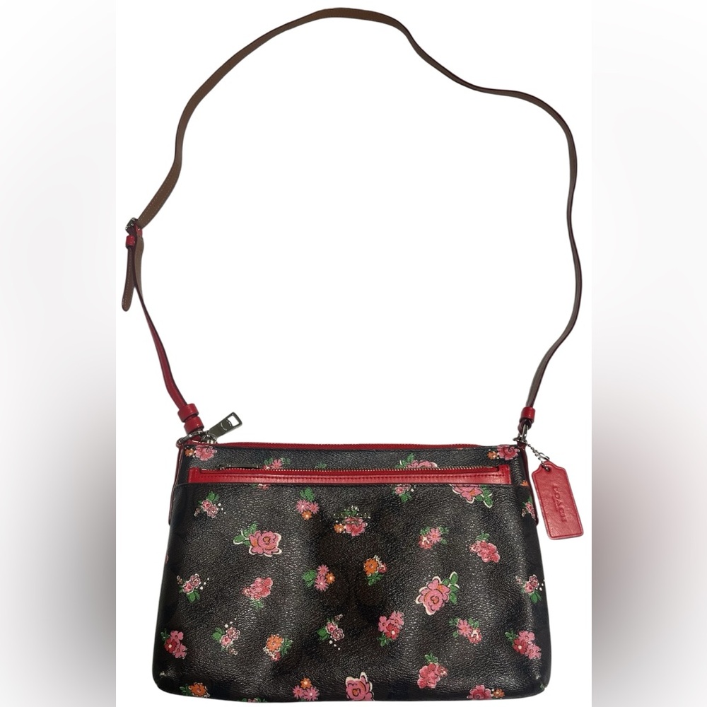 Coach Black and Red Floral Crossbody Bag